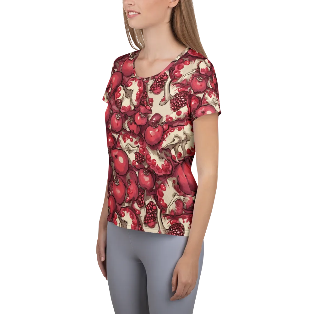 Pomegranate Rhapsody on Women's Athletic T-Shirt — Left