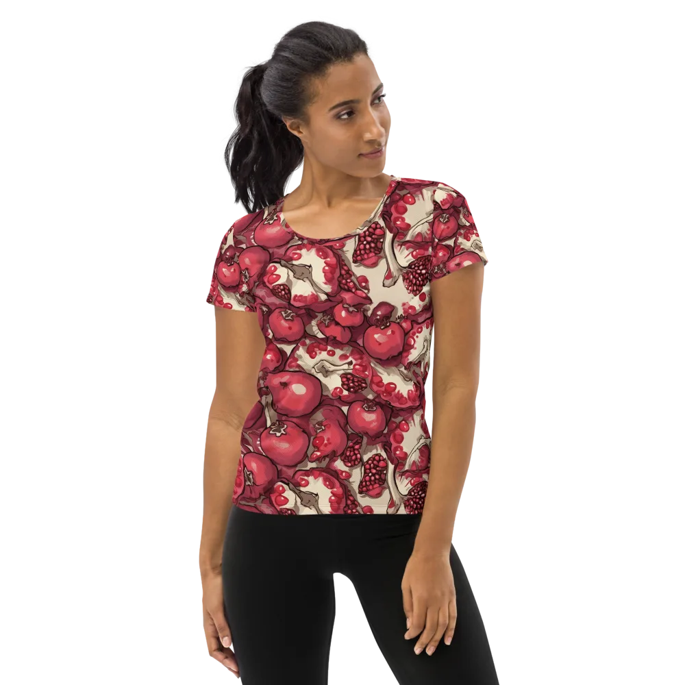 Pomegranate Rhapsody on Women's Athletic T-Shirt — Front