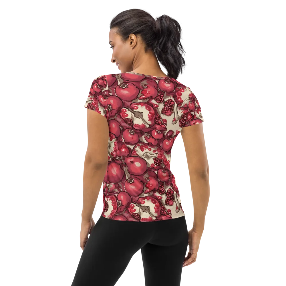 Pomegranate Rhapsody on Women's Athletic T-Shirt — Back