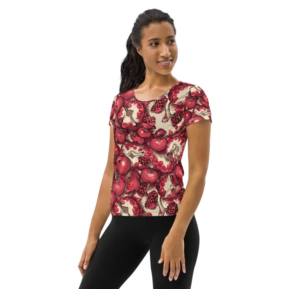 Pomegranate Rhapsody on Women's Athletic T-Shirt — Left