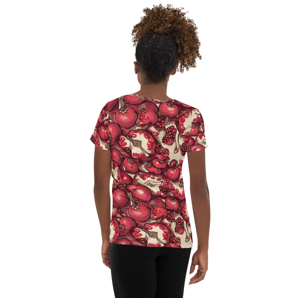 Pomegranate Rhapsody on Women's Athletic T-Shirt — Back