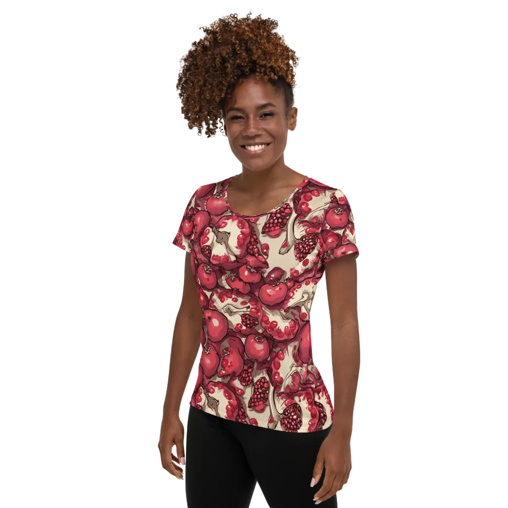 Pomegranate Rhapsody on Women's Athletic T-Shirt — Left