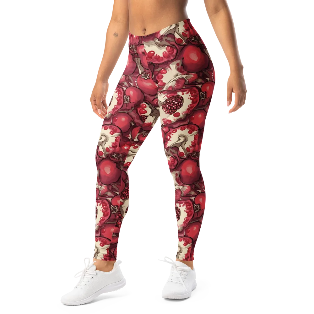Pomegranate Rhapsody on Leggings — Left Front