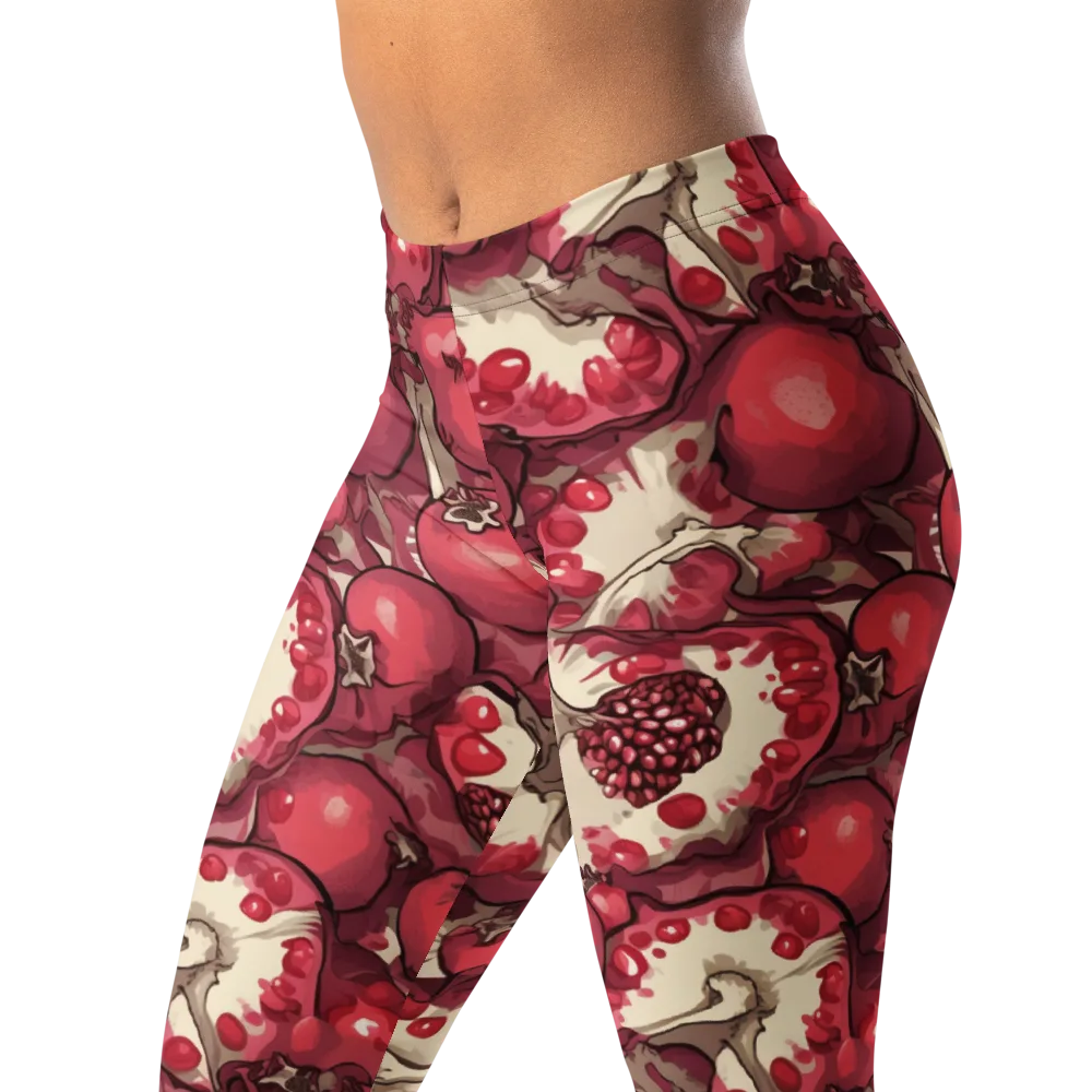 Pomegranate Rhapsody on Leggings — Left Front