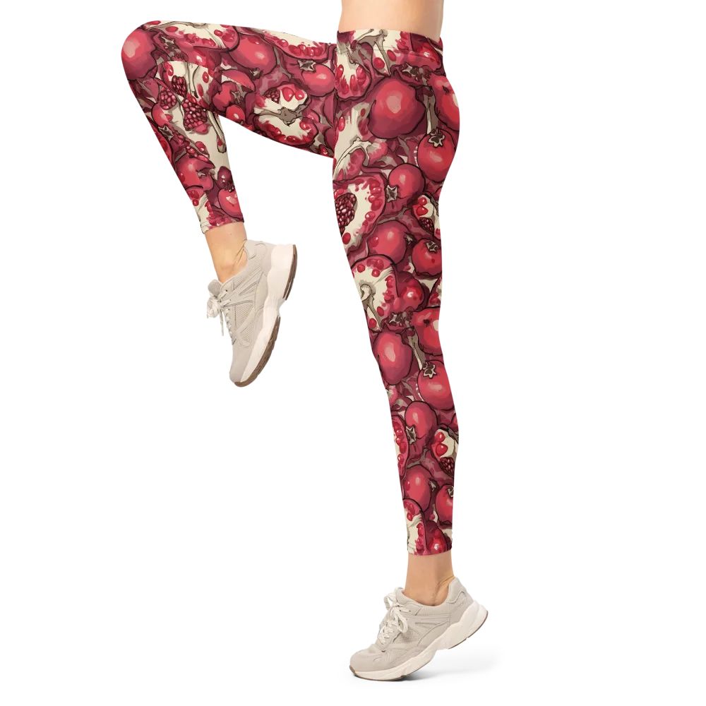 Pomegranate Rhapsody on Leggings — Left
