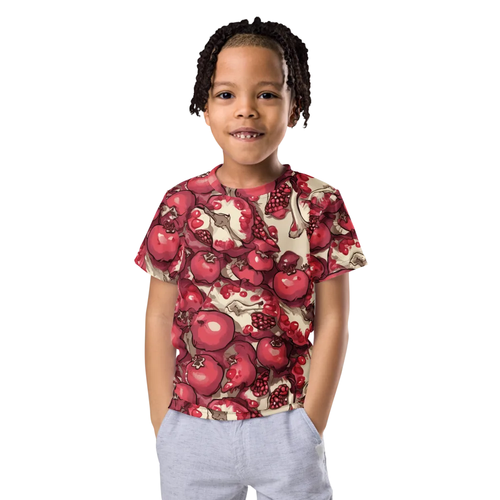 Pomegranate Rhapsody on Kids Crew Neck T-Shirt — Front