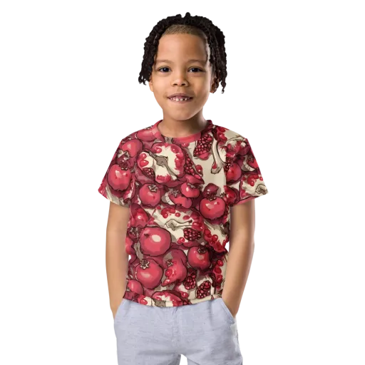 Pomegranate Rhapsody on a Kids Crew Neck T-Shirt