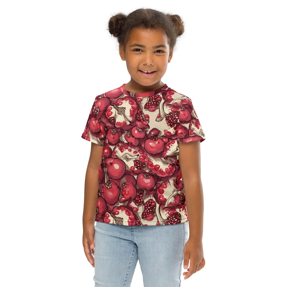 Pomegranate Rhapsody on Kids Crew Neck T-Shirt — Front