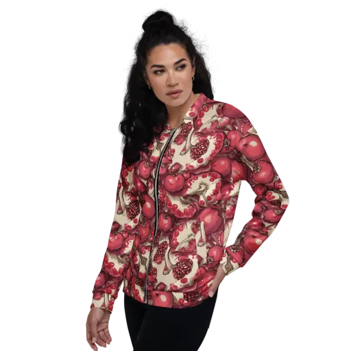 Pomegranate Rhapsody on a Bomber Jacket