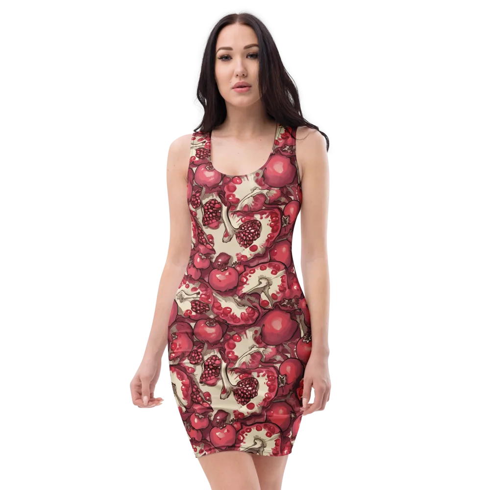 Pomegranate Rhapsody on Bodycon Dress — Front