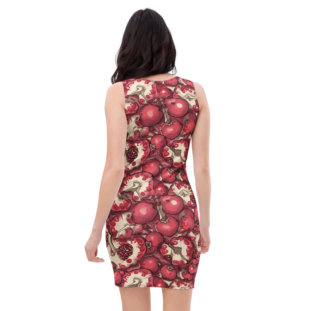 Pomegranate Rhapsody on Bodycon Dress — Back