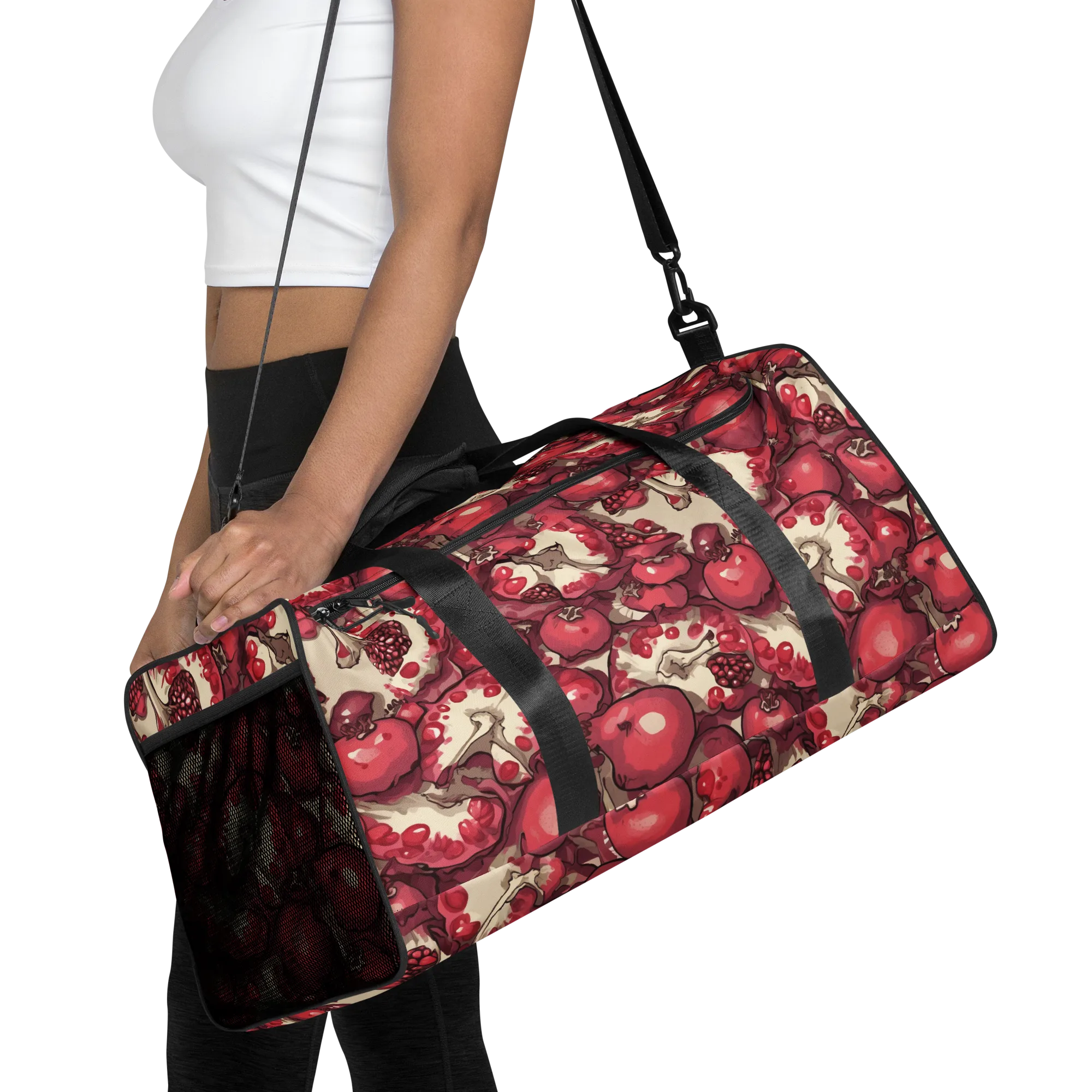 Pomegranate Rhapsody on Duffle Bag — Front