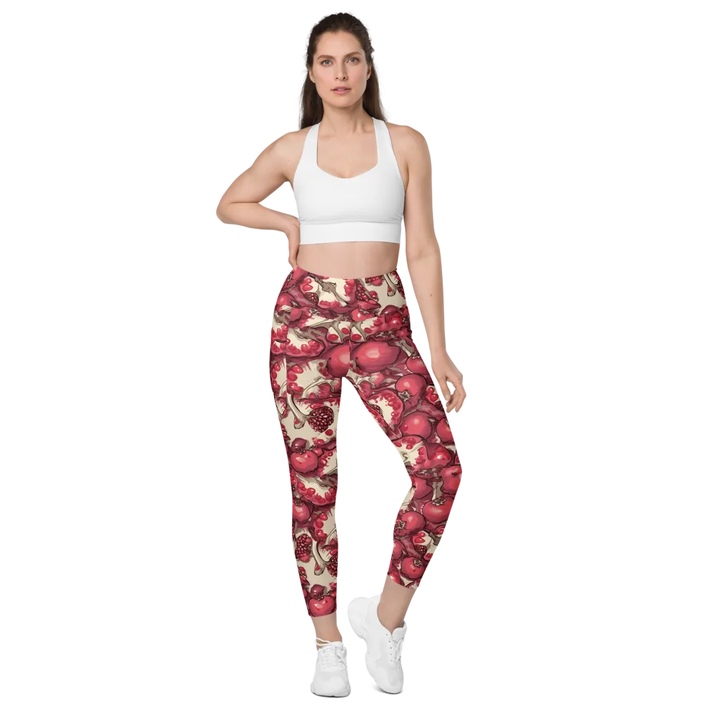 Pomegranate Rhapsody on Leggings with Pockets — Front