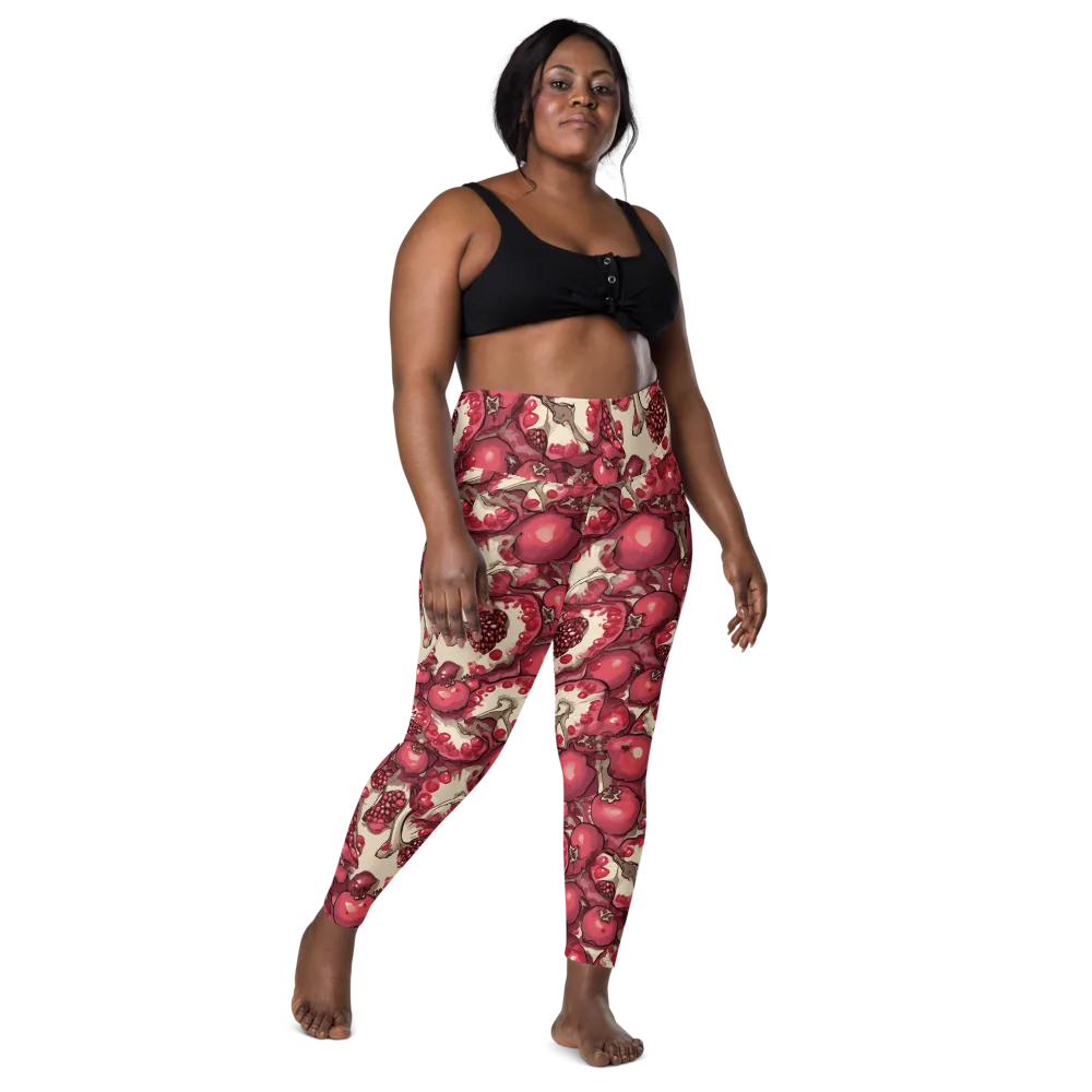 Pomegranate Rhapsody on Leggings with Pockets — Front