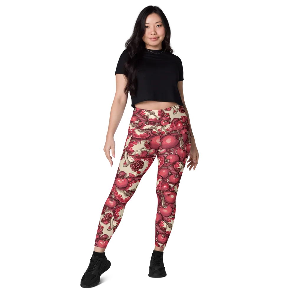 Pomegranate Rhapsody on Leggings with Pockets — Front