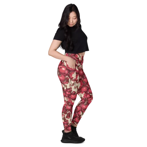 Pomegranate Rhapsody on a Leggings with Pockets