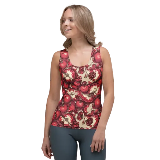 Pomegranate Rhapsody on a Women's Tank Top