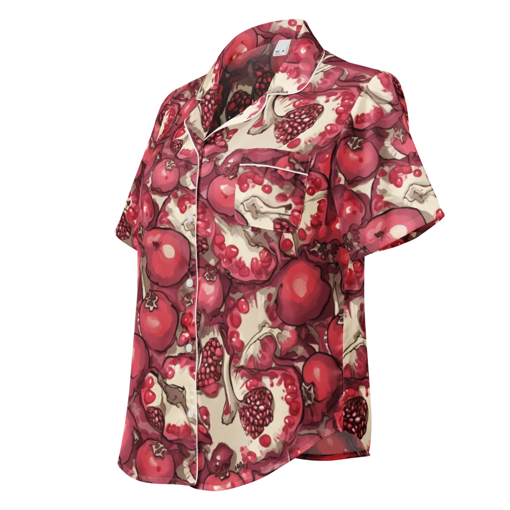 Pomegranate Rhapsody on Women's Short Sleeve Pajama Top — Left Front