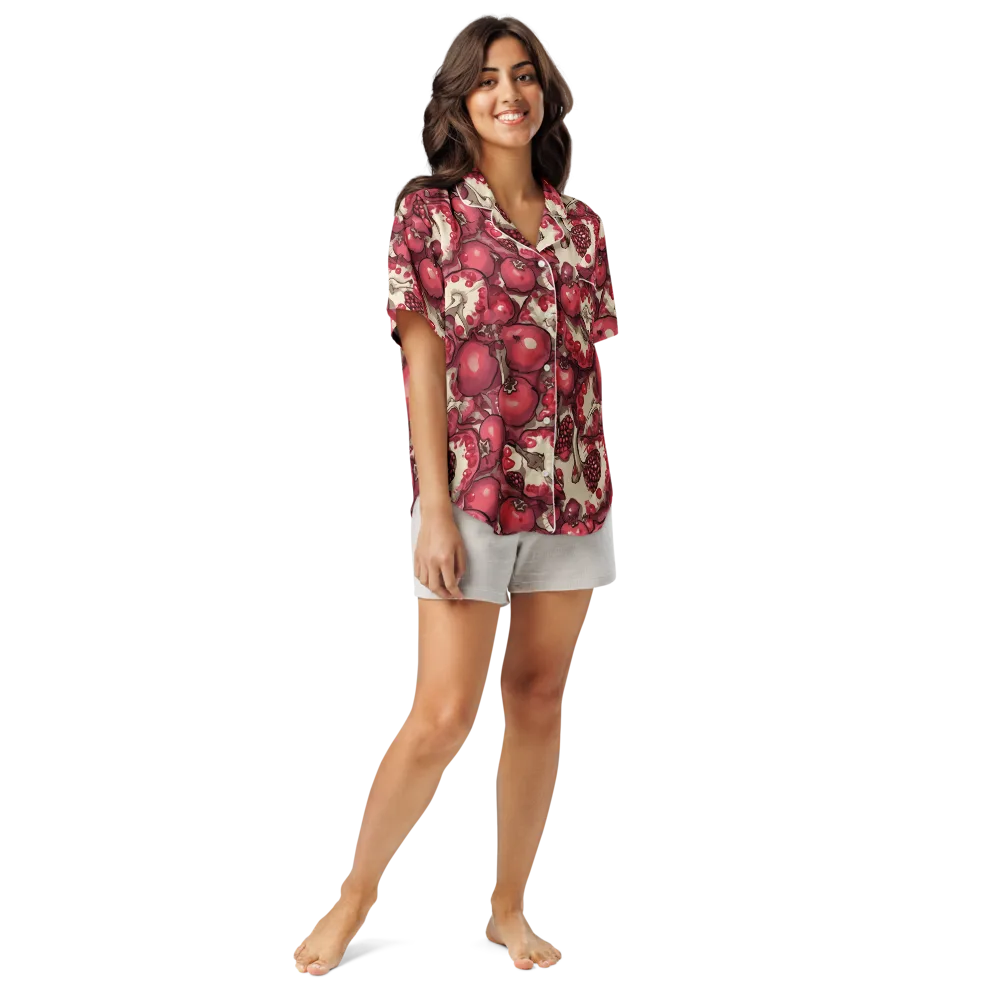 Pomegranate Rhapsody on Women's Short Sleeve Pajama Top — Front
