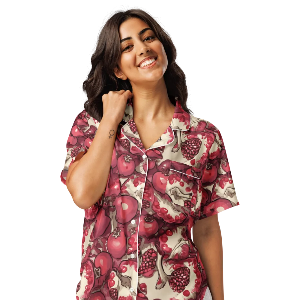 Pomegranate Rhapsody on Women's Short Sleeve Pajama Top — Front