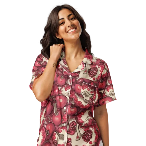 Pomegranate Rhapsody on a Women's Short Sleeve Pajama Top