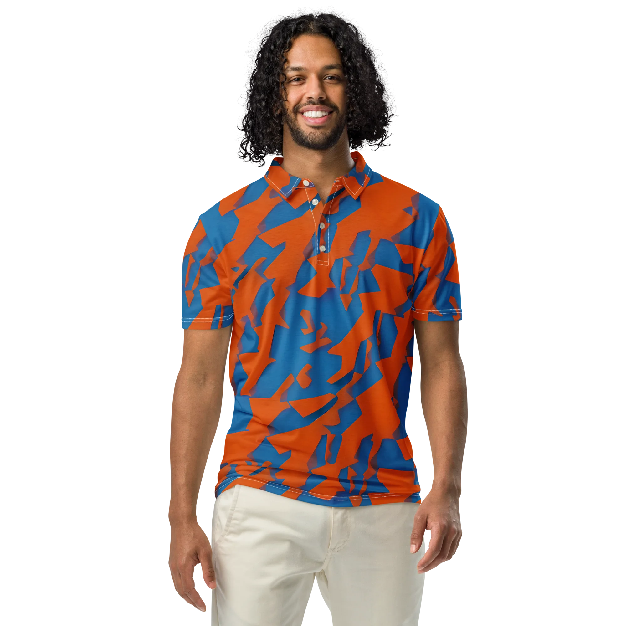 Ember Geometry on Men's Slim Fit Polo Shirt — Front