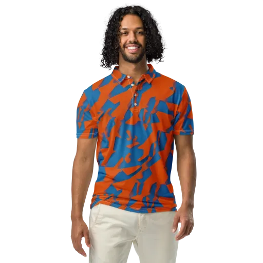 Ember Geometry on a Men's Slim Fit Polo Shirt