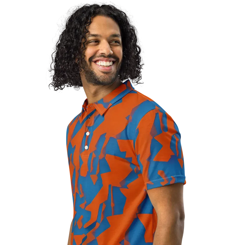 Ember Geometry on Men's Slim Fit Polo Shirt — Left Front