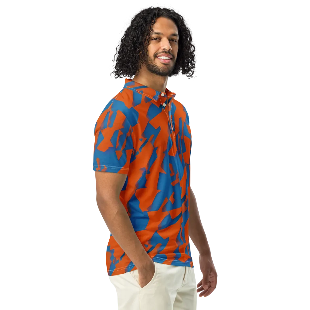 Ember Geometry on Men's Slim Fit Polo Shirt — Right Front