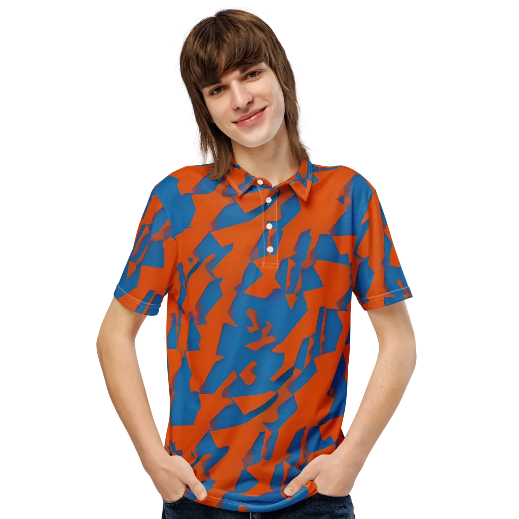Ember Geometry on Men's Slim Fit Polo Shirt — Front