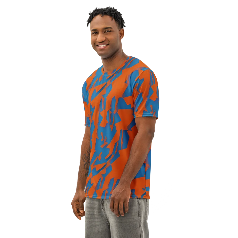 Ember Geometry on Men's Cotton Crew Neck T-Shirt — Left Front
