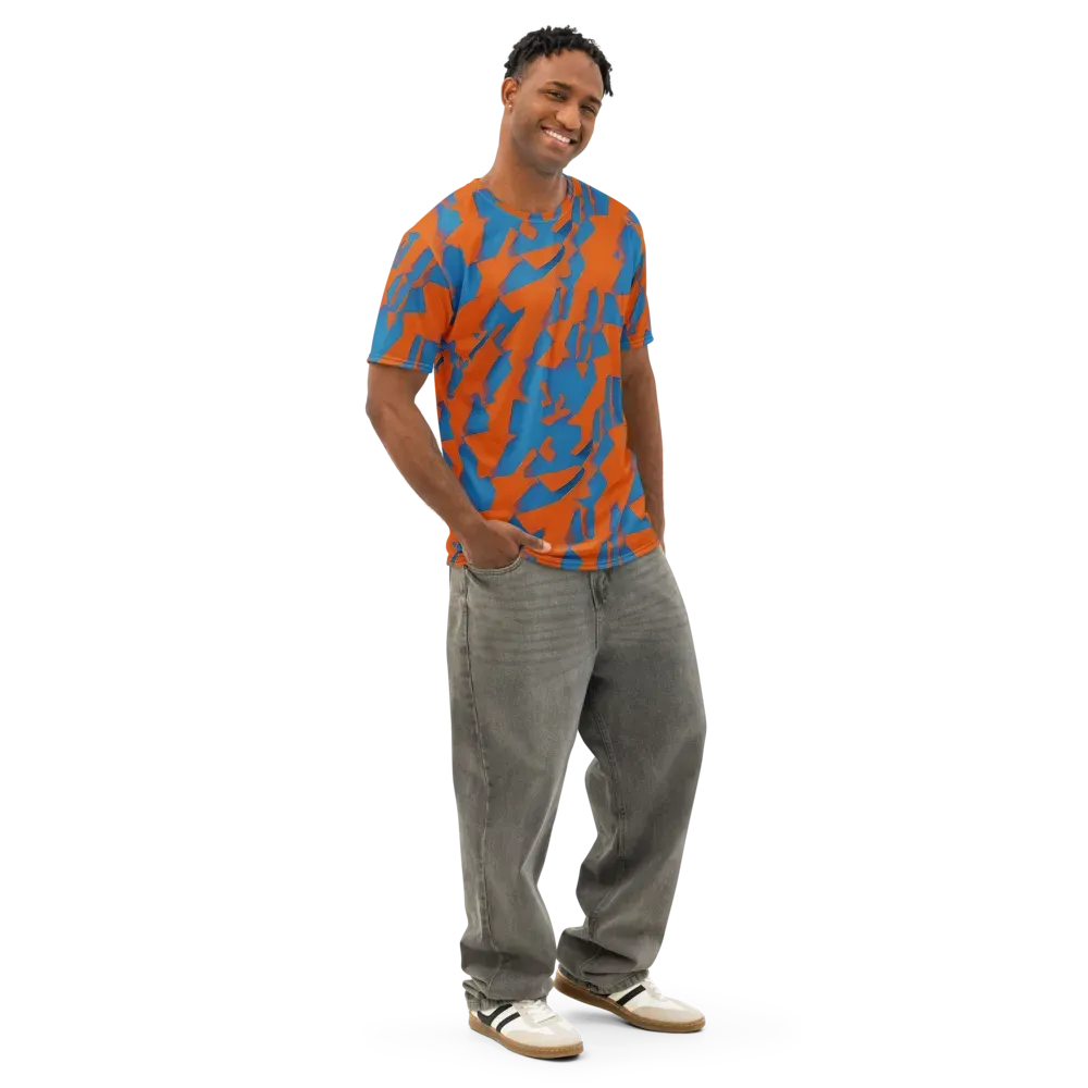 Ember Geometry on Men's Cotton Crew Neck T-Shirt — Right Front