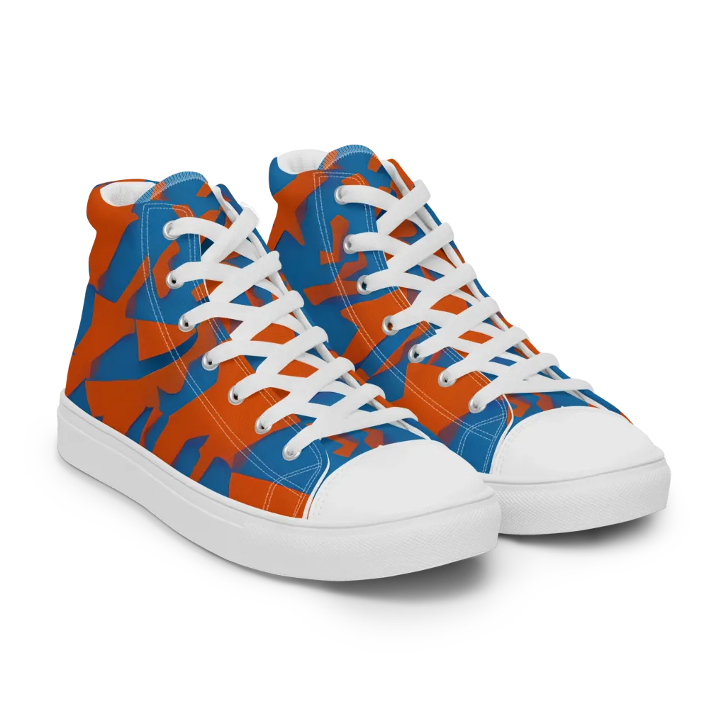 Ember Geometry on Men's High Top Canvas Shoes — Right Front