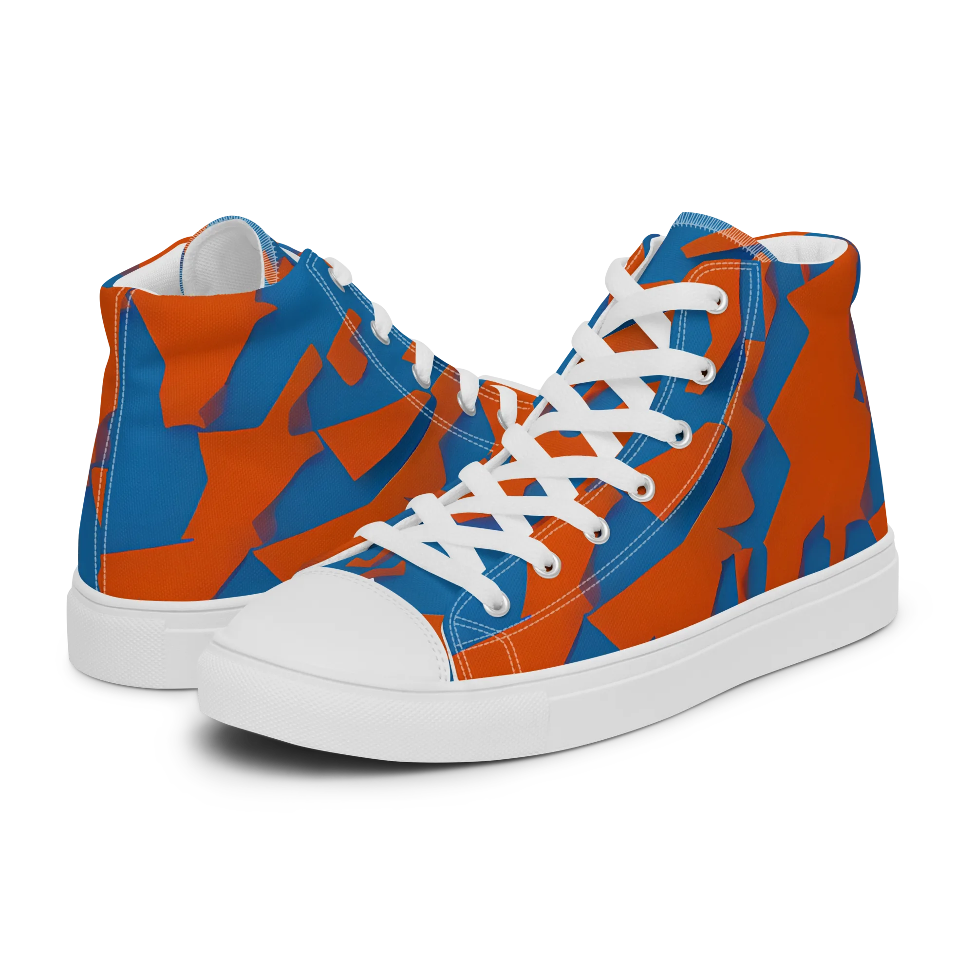 Ember Geometry on Men's High Top Canvas Shoes — Left