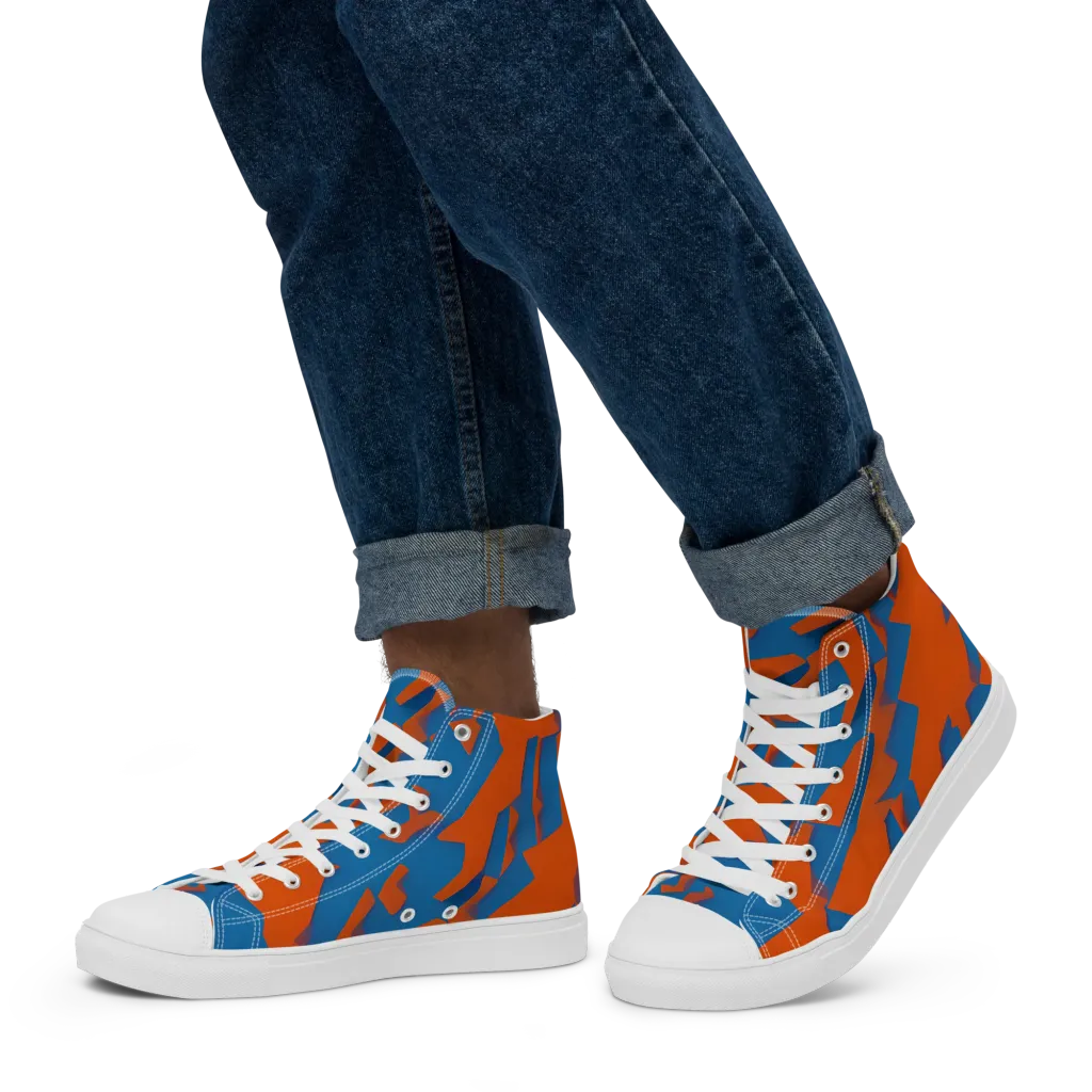 Ember Geometry on Men's High Top Canvas Shoes — Left