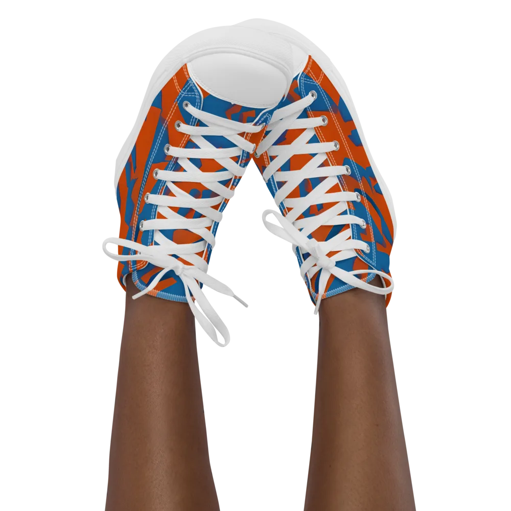 Ember Geometry on Women's High Top Canvas Shoes — Front