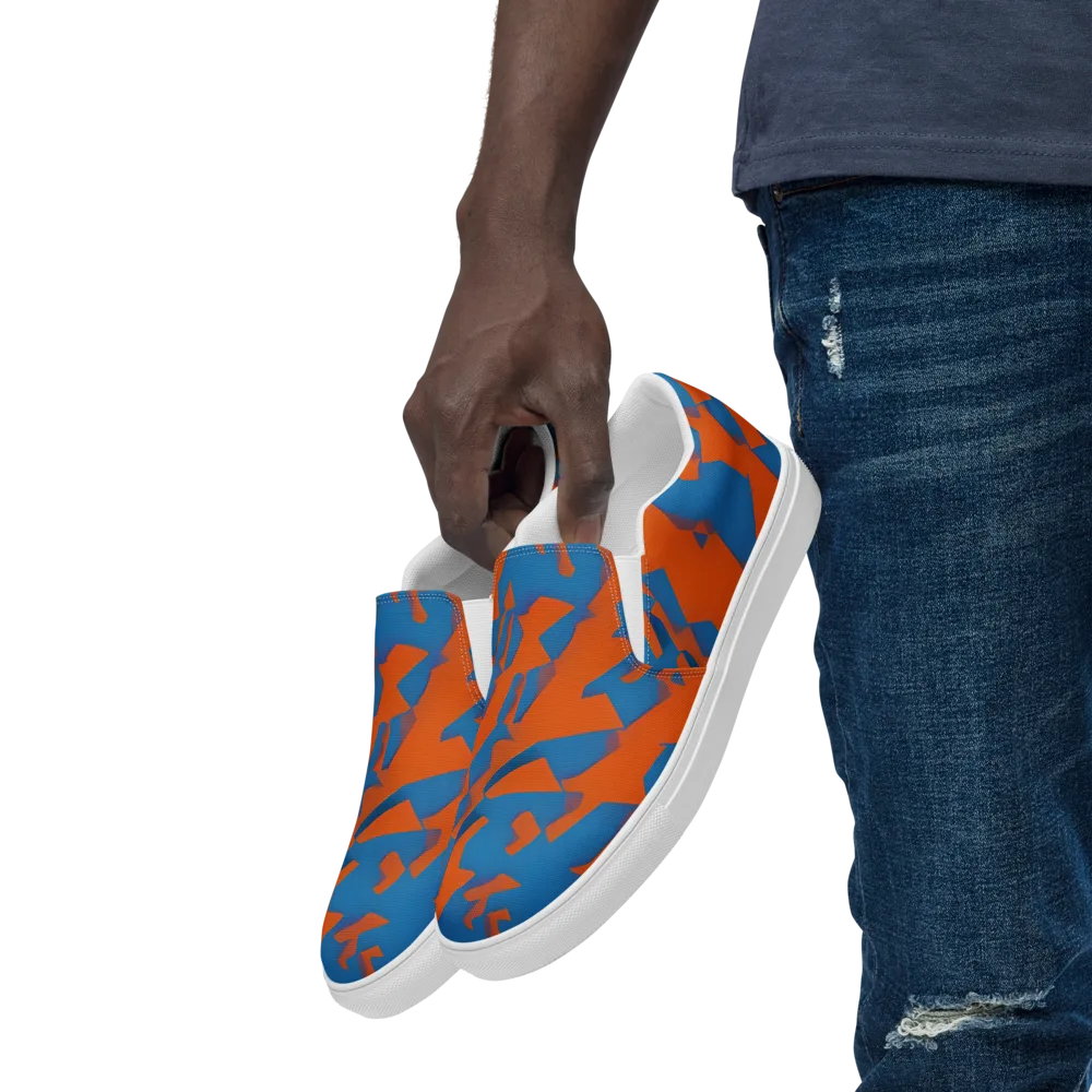 Ember Geometry on Men's Slip-On Canvas Shoes — Left Front