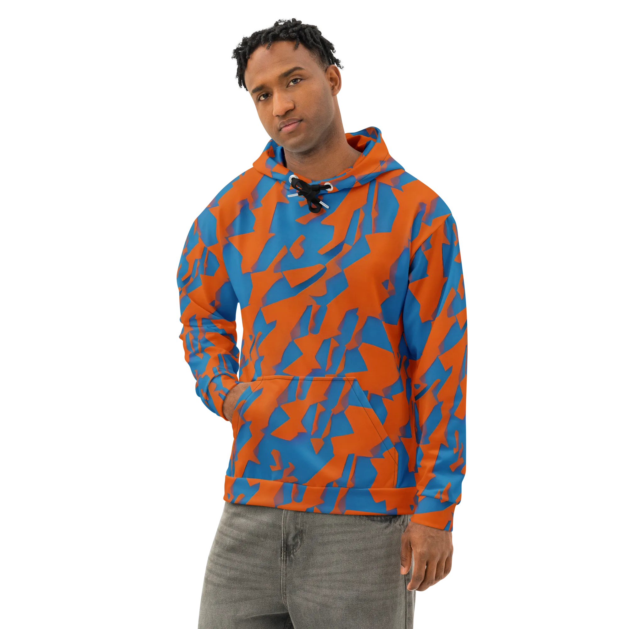 Ember Geometry on Cotton Hoodie — Left Front
