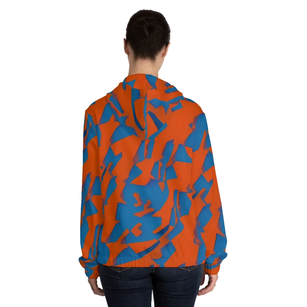 Ember Geometry on Women's Full-Zip Hoodie — Back On Person