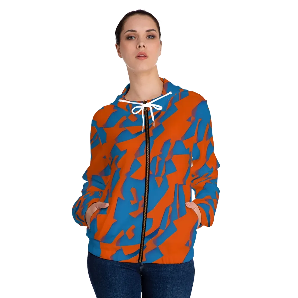 Ember Geometry on Women's Full-Zip Hoodie — Front On Person