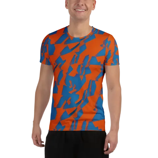 Ember Geometry on a Men's Athletic T-Shirt