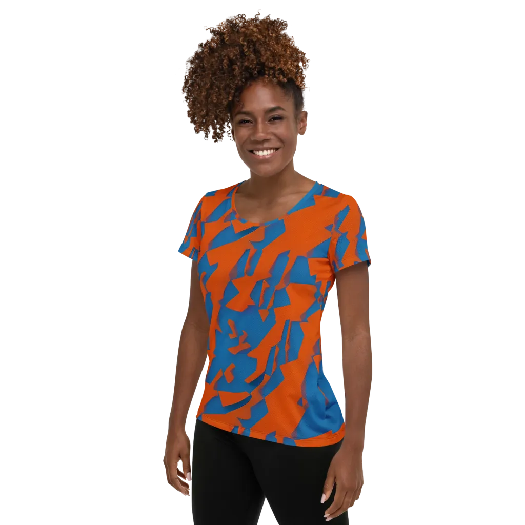 Ember Geometry on Women's Athletic T-Shirt — Left