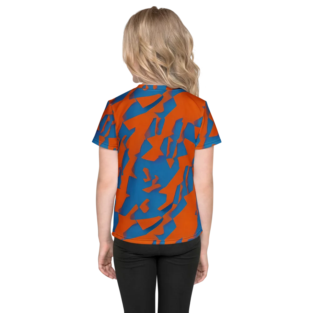Ember Geometry on Kids Crew Neck T-Shirt — Back