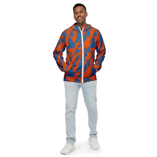 Ember Geometry on a Men's Windbreaker