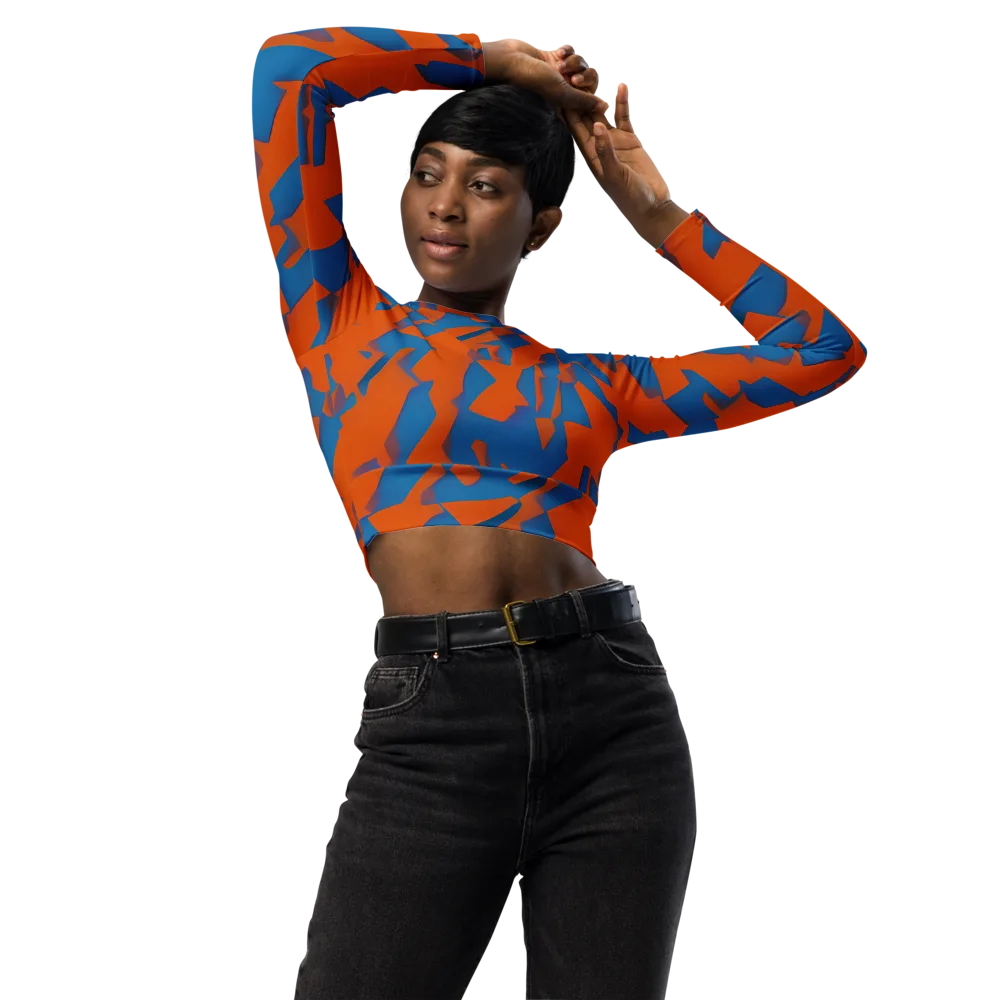 Ember Geometry on Long Sleeve Crop Top — Front