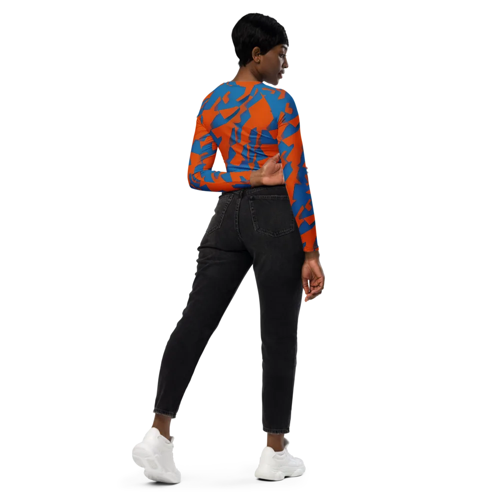 Ember Geometry on Long Sleeve Crop Top — Right Back