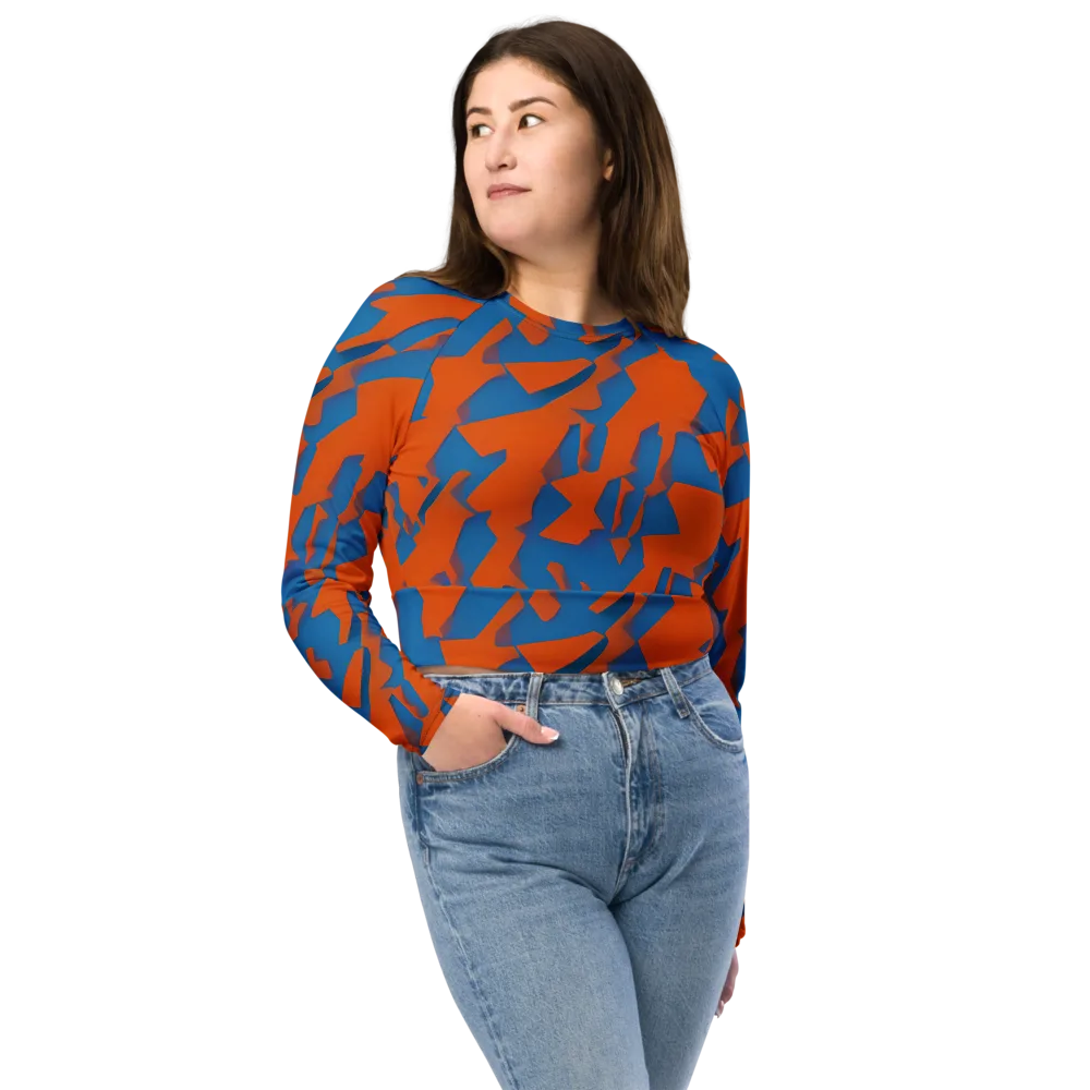 Ember Geometry on Long Sleeve Crop Top — Front