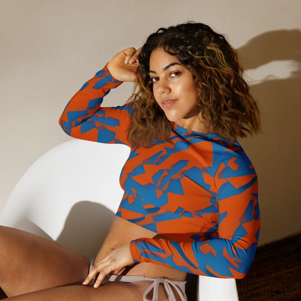Ember Geometry on Long Sleeve Crop Top — Left Front