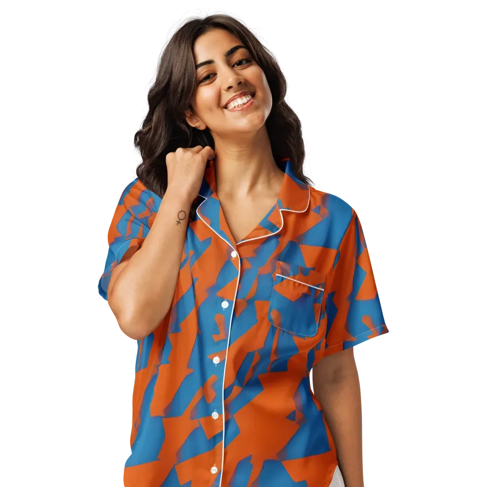 Ember Geometry on Women's Short Sleeve Pajama Top — Front