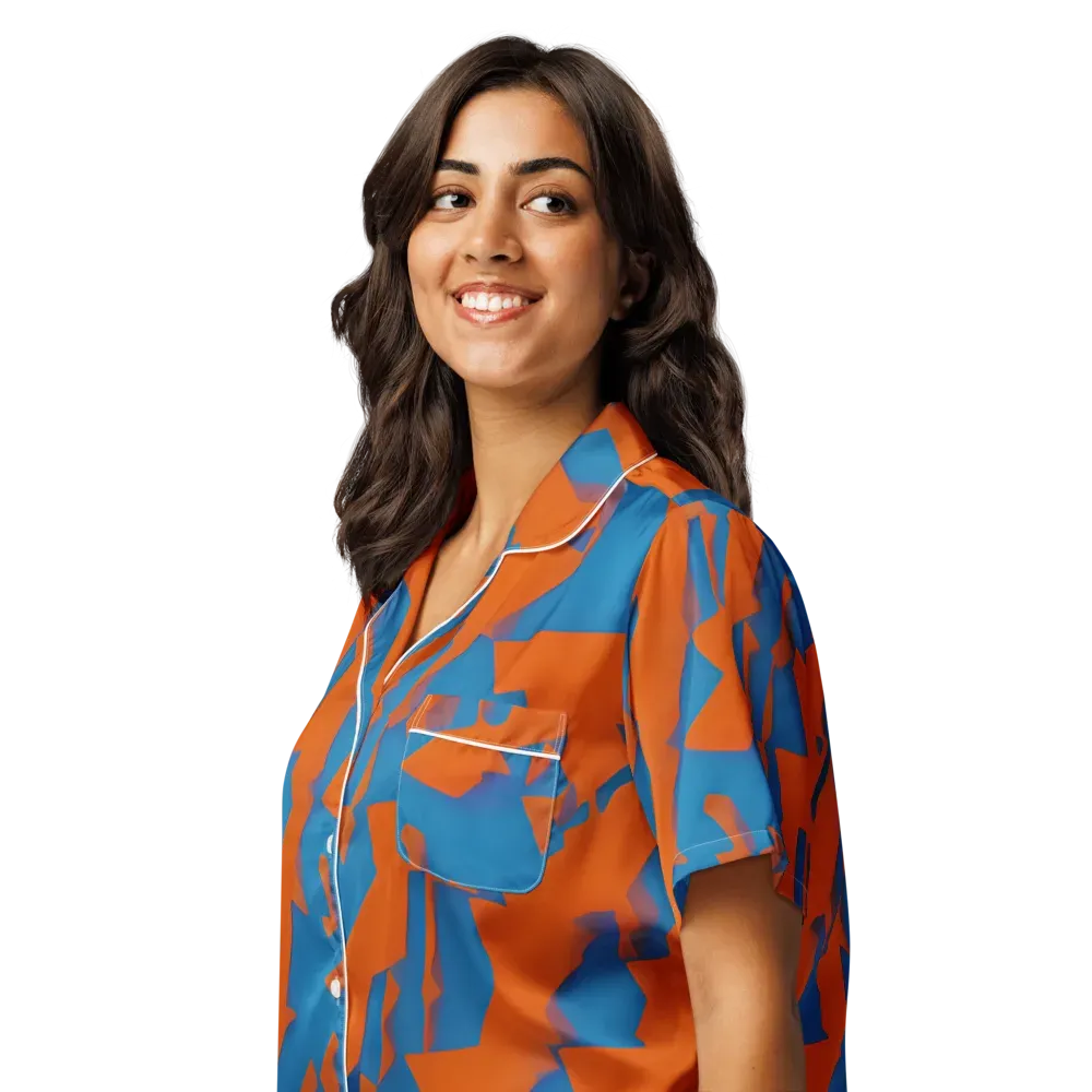 Ember Geometry on Women's Short Sleeve Pajama Top — Left Front